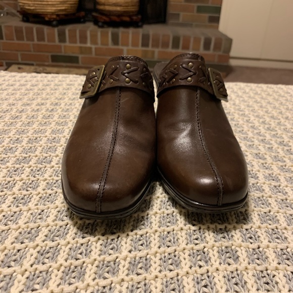 Sz 11 M Clarks Bendables leather block heel Mules Clogs - Picture 7 of 16
